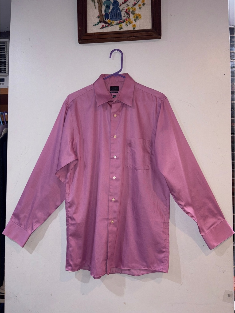Arrow Classic Fit Pink Dress Shirt - Size 15 32/33 No Iron